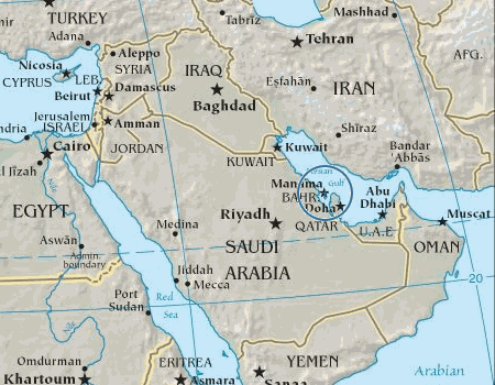 Bahrain Map middle east